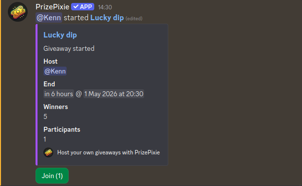 Live giveaway with participants